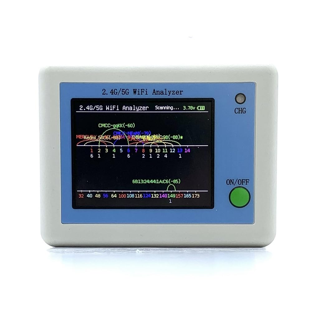 Scanner de Signal WiFi avec Écran Couleur de 2,4 Pouces, Analyseur de Routeur Rechargeable 2,4G/5G, Outil D'Aide WiFi