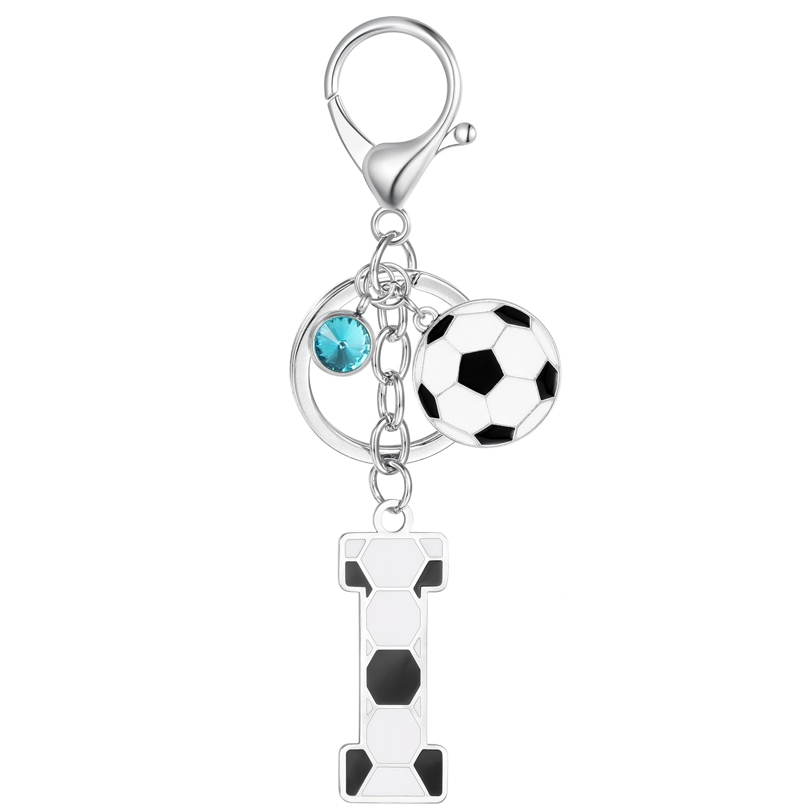 MWOOT Portachiavi Calcio Lettera Iniziale, Portachiavi Alfabeto con Ciondoli a Calcio, Portachiavi Sport Regalo Calcio per Amanti del Calcio, Charms per Borse Zaino Accessori
