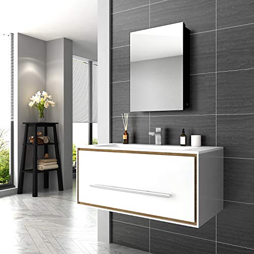 ELEGANT Illuminated Bathroom Mirror Cabinet with Lights and Shaver Socket Wall Mounted LED Bathroom Mirror with Shelf 500mm
