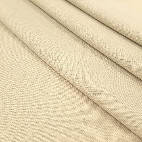 Bella   tela de algodón de lino natural para ropa y decoración   prelavada   por metro (Beige)