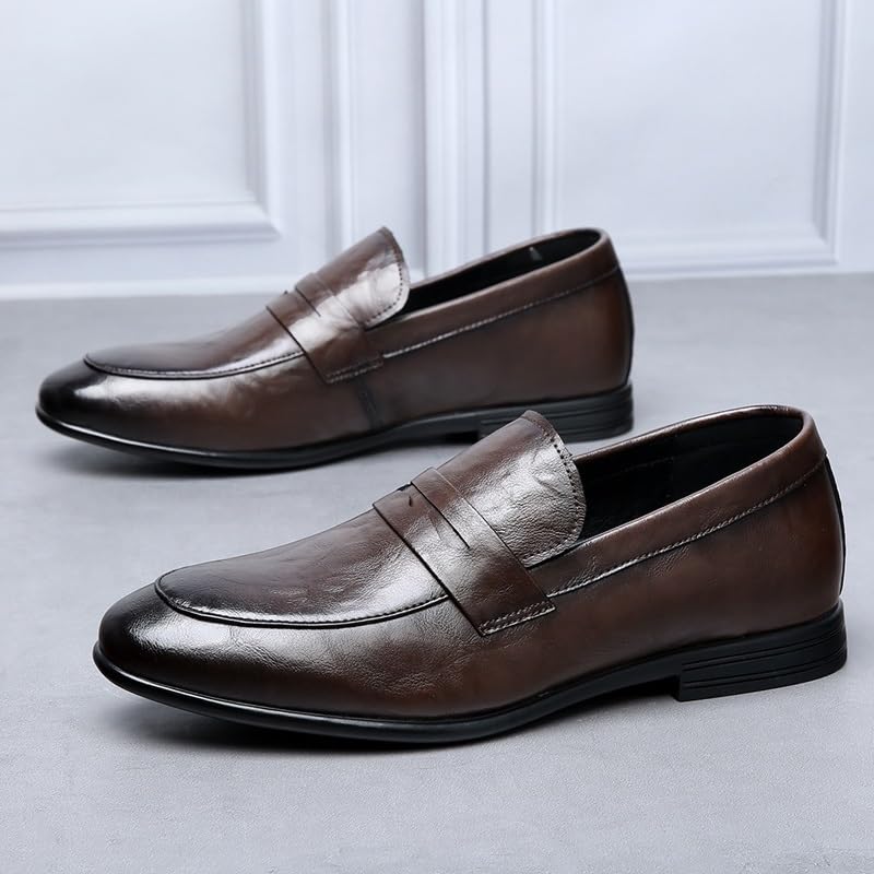Men's Loafers Shoes Solid Color Vegan Leather Penny Loafers Flat Heel Anti-Slip Comfortable Party Slip-ons4