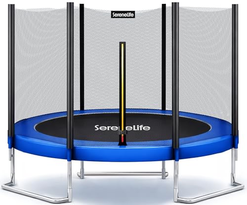 SereneLife 8FT Trampoline Outdoor – Heavy-Duty Backyard...