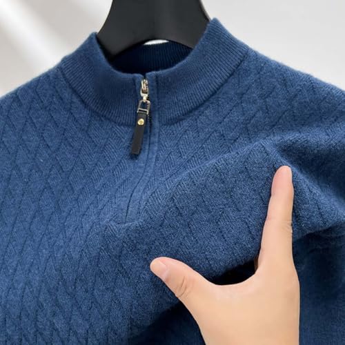 Textured Knit Sweater Men Long Sleeve Quarter Zip Pullover Sweater Winter Warm Basic Sweaters2