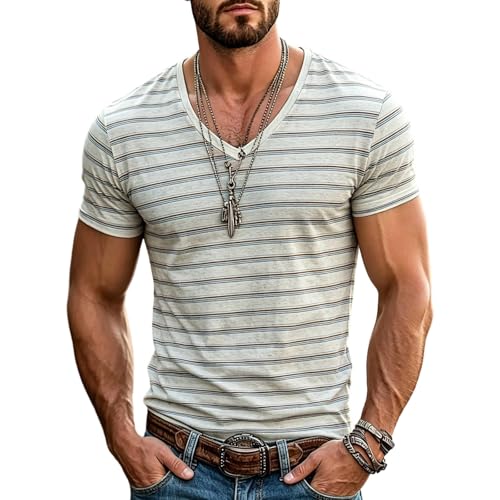Camisetas Manga Corta Hombre, Camiseta De Cuello Redondo Horizontal Desgastada para Una Camisa Casual Suave Y CóModa De Ajuste Relajado Y Transpirable