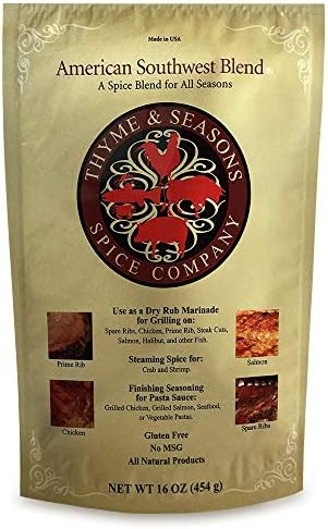 Thyme & Seasons Gourmet American Southwest Spice - Dry Rub Marinade, Seasoning, Grilling, Barbecue, Premium Sauces, Dressing, Smoking Meats - 16 oz