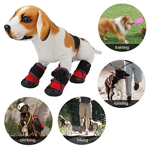 Chiens Bottes Nonslip Imperméable Sports de Plein Air Chaussures Chien À La Mode Pet Chiot Escalade Running Hunt Walk Bottes d'escalade pour （45Rouge）
