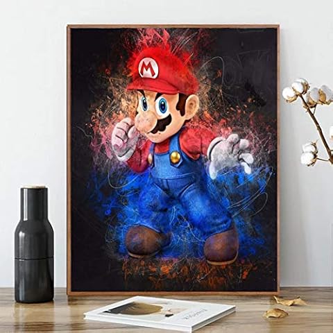 Karyees Childhood Memory Paint by Numbers Kits DIY Painting by Numbers Childhood Memory DIY Canvas Painting by Numbers Acrylic Painting Kits Super Mario Childhood Memory Paint by Number 16x20In Cover