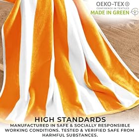 Great Bay Home Large Beach Towels 30” x 60”, 100% Cotton Cabana Stripes for Beach, Bath, Pool, Gym, Lightweight and Quick Dry, Orange 51J6 SV5LQL. SS280