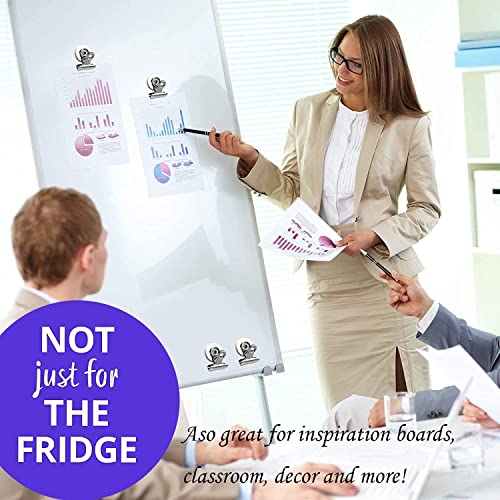 Image of JICOOT Strong Magnetic Clips - Heavy Duty Refrigerator Magnet Clips - 30mm Wide Scratch Safe - Clip Magnets Best for House Office School Use, Hanging Home Decoration, Photo Displays(12Pack)