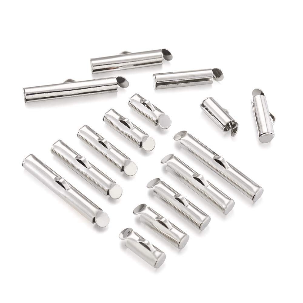 200 Terminali A Crimpare In Acciaio Inox Per Gioielli Fatti A Mano - Dimensioni 6,5x12 Mm, Per Bracciali, Collane, Orecchini