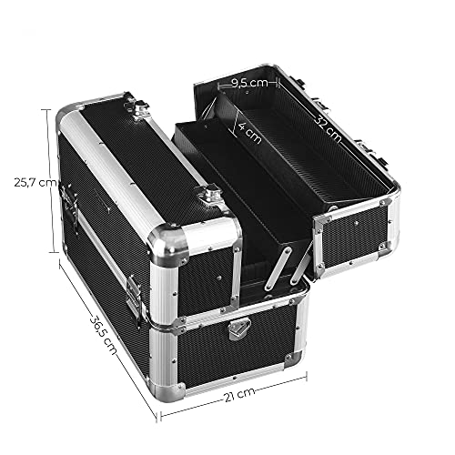 SONGMICS Kosmetikkoffer schminkkoffer XXL groß für Gepäck, Alu multikoffer etagenkoffer mit Tragegurt 36,5 x 21 x 25,7… – Bild 7