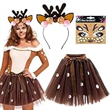 faschingskostüm damen indianerin 【Bizarre Kostüm-Bashparty】Verwandeln Sie sich in ein charmantes Rentier mit unserem Geweihstirnband. Unsere Hirschkostüme mit glitzernden Gesichtstattoos und Tüllröckchen ermöglichen es Ihnen, sich für jede Faschingsparty als bezauberndes Rentier zu verkleiden. Ziehen Sie die Blicke auf sich und lassen Sie Ihren Elch-Look bei jeder Gelegenheit erstrahlen.