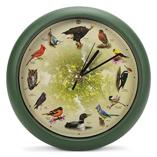 Mark Feldstein Limited Edition 20th Anniversary Singing Bird Wall/Desk Clock, 8 Inch