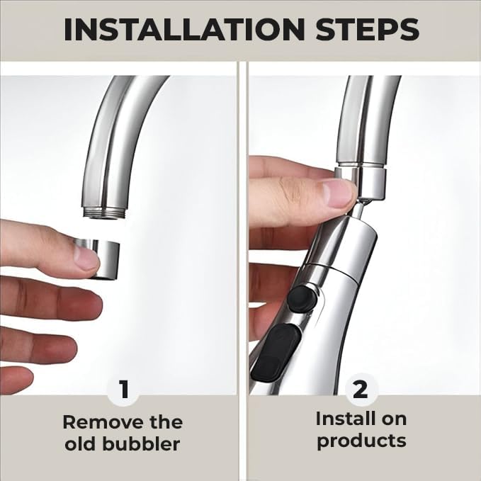 Image of VEZELA Tap Extension for Kitchen Sink | 360 Rotatable Kitchen Sink Tap Faucet | Easy Installation 3 Mode Water Saving Universal Fit Spray Head Tap Extender Anti-Splash