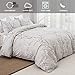 WONGS BEDDING Light Grey Duvet Cover Set Queen, Flower Plum Blossom Prnited Bedding Set with 1 Pillowcase,3 Pcs Soft Microfiber Comforter Cover with Zipper Closure for Kids 90