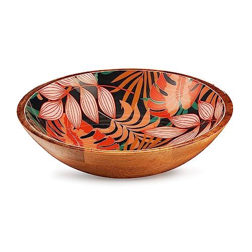 Muldale Grand bol de service 30 cm en bois - Bois de manguier - Plats de service modernes - Bol à fruits - Centre de table - Parfait pour les plats authentiques et pour servir à l'intérieur ou à