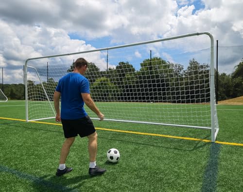 Official Size 24 X 8 X 5 Ft. Steel Soccer Goal. Heavy Duty Frame w/Net. Tournament, Regulation Size. Professional Portable Practice Training Aid. 24 X 8, 24x8(1Net)