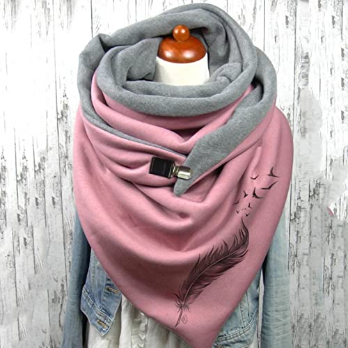 Schal-Damen-Winter-Lurcardo-Loop-Schal-Damen-Baumwoll-Elegant-Mond-Print-Dreieckstuch-Damen-Warme-Schals-Laetzchen-Plaid-Muster-Herbstschal-Winterschal-Halstuecher-Weich-Scarf-Oversized-Fransen-Poncho