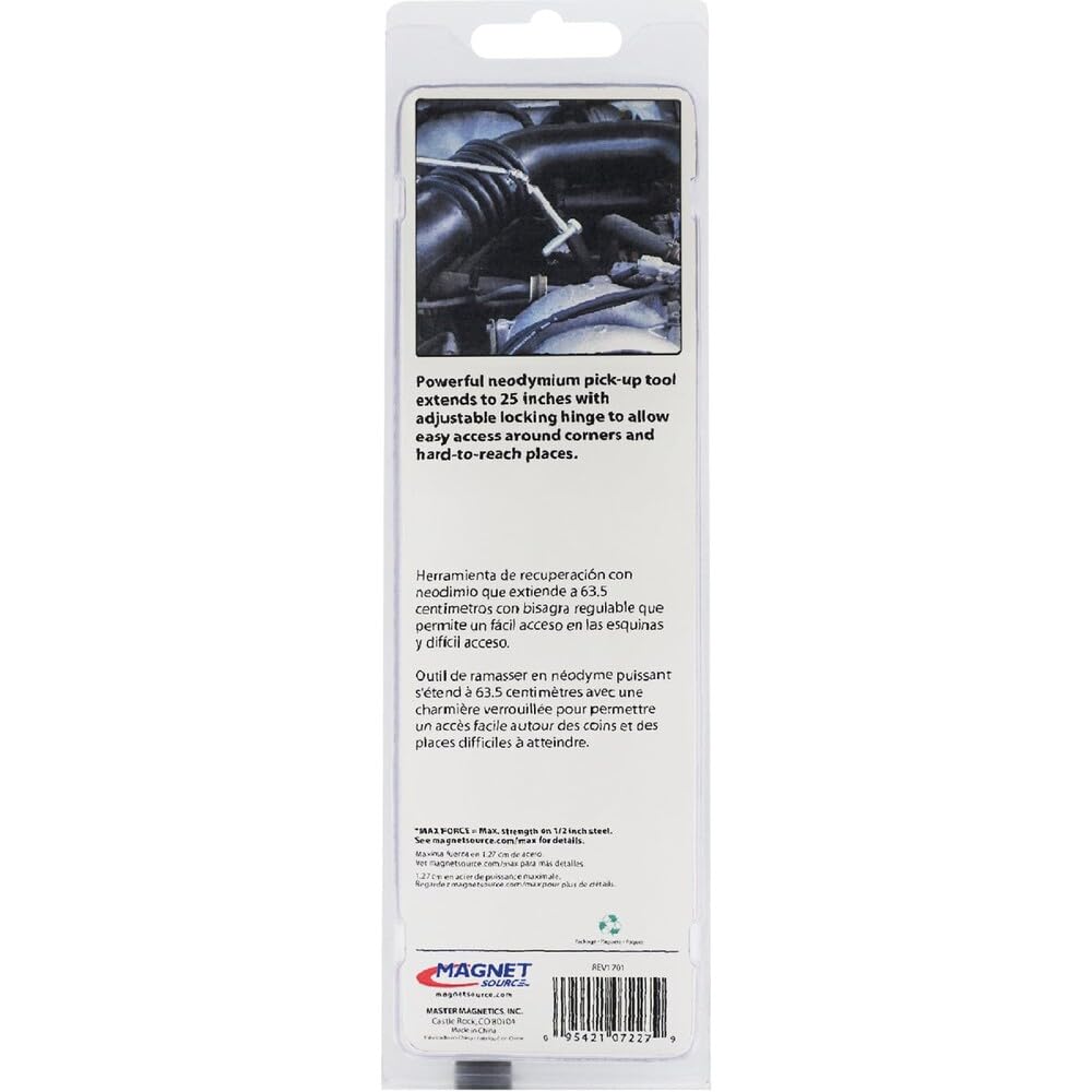 Master Magnetics Herramienta de recogida magnética, telescópica con bisagra, imán de recuperación, longitud de 24 pulgadas, sujeción de 5 libras, 07227