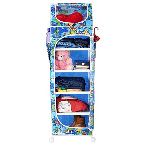 Image of Little One's | 6 Plastic Shelves Baby Wardrobe /Toy Organizer, ISI Certifed | Jungle Blue | TB6 /AB