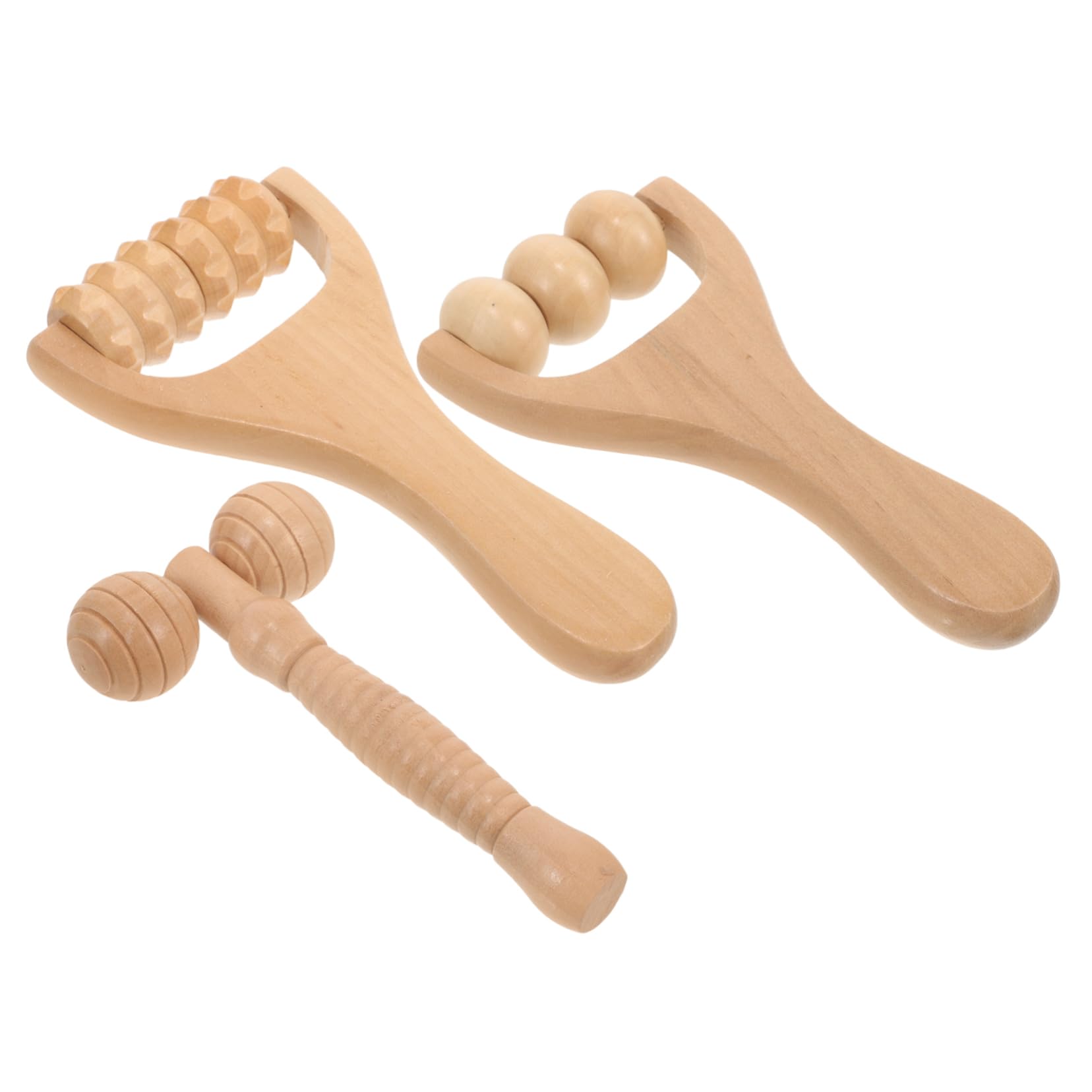 BESTYASH Masajeador Ergonómico De Madera Y Pies Masajeador Acupuntura De Uso Diario Herramienta Práctica 3 Piezas X 4