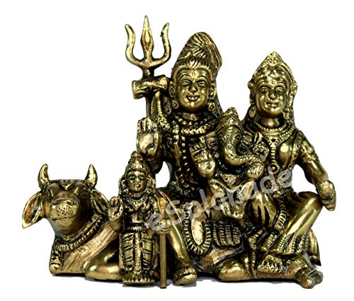 StonKraft - Brass Shiv Pariwar Shiva Family Bholenath Shankar Parvati Ganesh / Ganesha Nandi Murti Idol Statue Sculpture - 4.5" Inches - Image 4