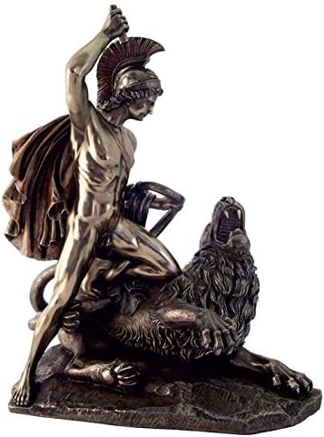 12.5 Inch Cold Cast Bronzed Naked Bellerophon Slaying Chimera Statue