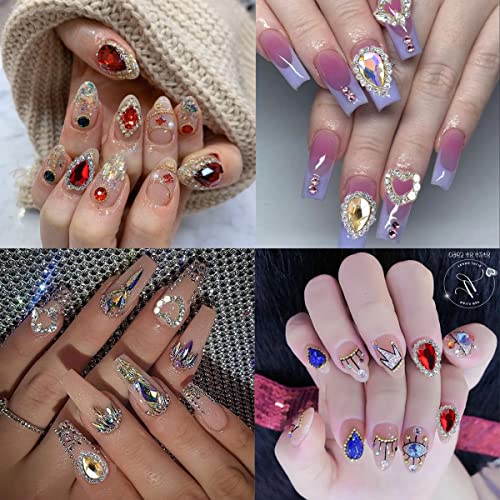 17 Pcs 3D Nail Charms Sparkling Nail Rhinestones Laser Design Heart Nail Diamond Shiny Nail Art Supplies With Rhinestones Gems Shape Nail Accessories For Women Diy Nail Gem Decoration Crystals Jewelry #TOP1