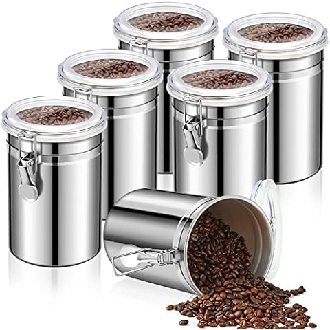 Lallisa 12 Pcs Stainless Steel Canisters 62 oz Stainless Steel Containers with Lids Food Storage Container with Airtight Clamp Lid Coffee Containers for Tea Sugar Coffee Flour Kitchen Counters Cover