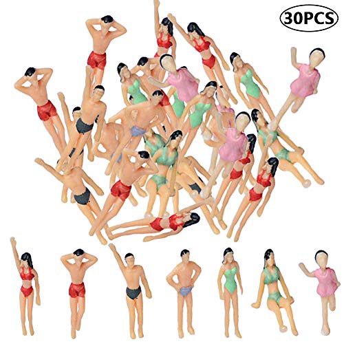 BESTZY 30pcs Persone passeggeri Figure 1: 75 Tiny People Pose Modello in Scala Multi Uso Figure dipinte a Mano