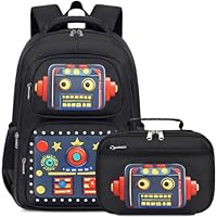 DSIUE Kids Backpack for Boys, Robot Boys Backpack for Kids Children Elementary School Bookbag with Lunch Box