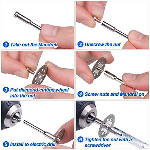 Conjunto de 10 peças de rodas de corte diamante ultrafinas de 22 mm Weite com 2 peças de mandril, co