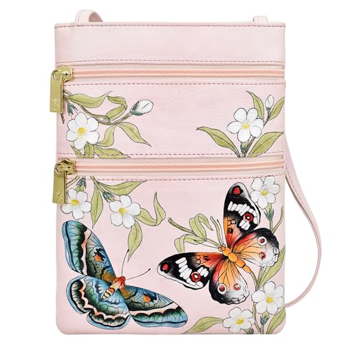 Image of Anuschka Women's Leather Crossbody Bag - Hand-Painted Genuine Leather Handbag with Pockets for Everyday Use - 448