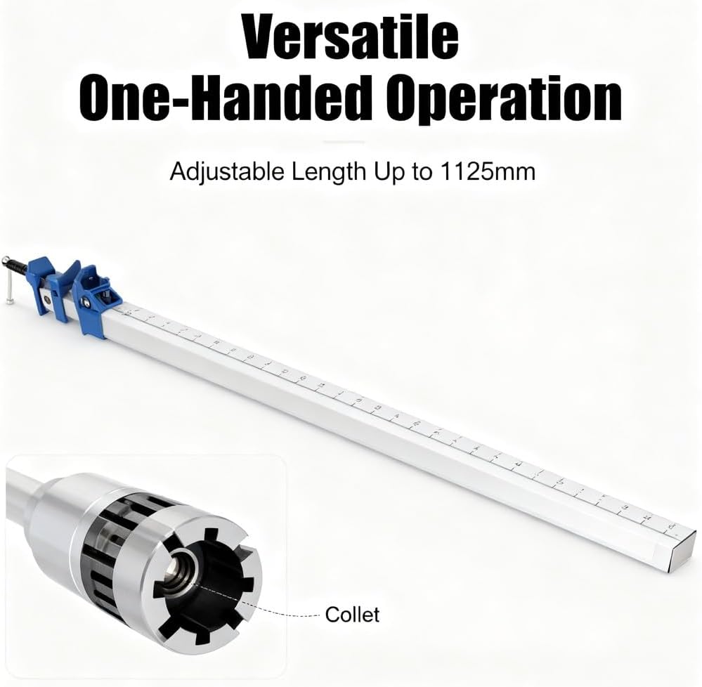 Woodworking Bar Clamp, Aluminum Alloy, Adjustable 1125mm F Clamp - One Handed Operation, Wear, Ideal for Carpenters and Woodworkers