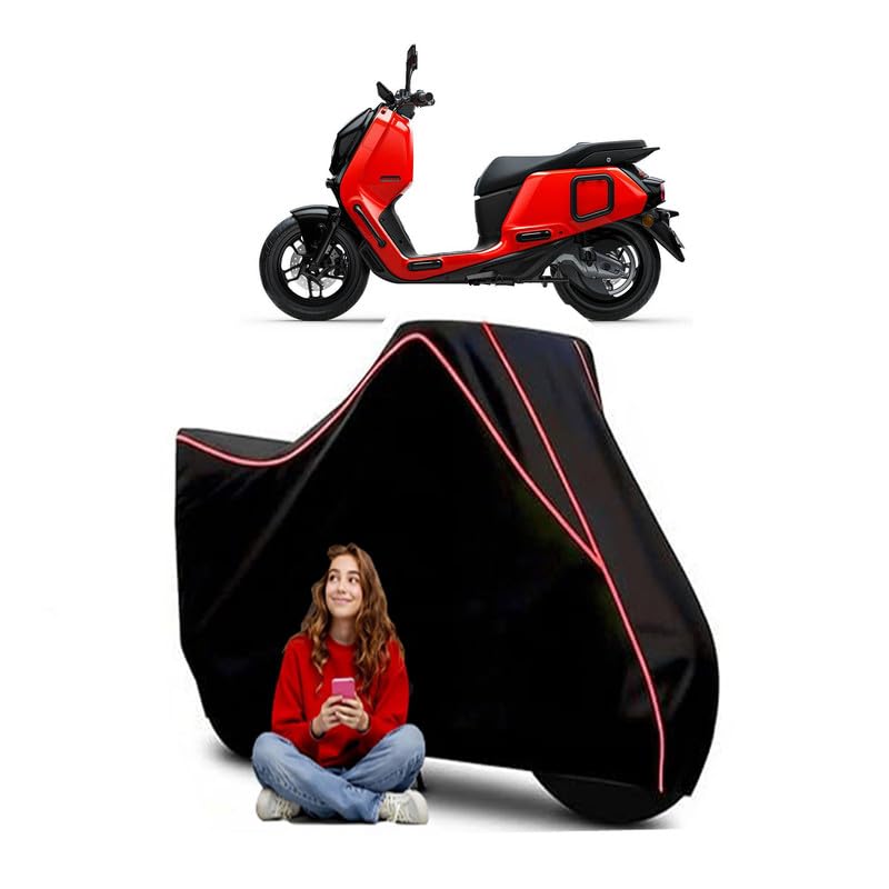 Image of River Indie Scooty Bike Cover Water Resistant Outdoor Use Universal Fit Scooters Motorcycles Heavy Duty UV Protection Dust Rain Scratch Resistant Elastic Bottom Black Blue Piping