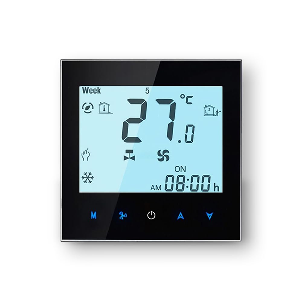 MelkiSmart Wi-Fi Termostato - Serie 1000 Termostato con Pantalla Táctil Programable para Calefacción o Aire Acondicionado - Control Remoto Desde Teléfono Móvil Compatible con Alexa,Google Home,Apple