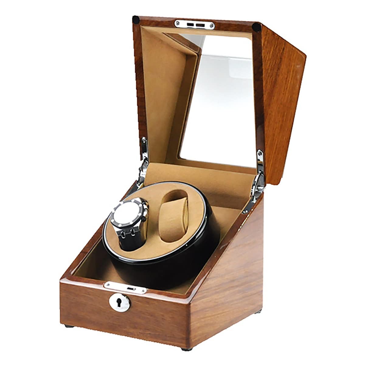 EHVYBDX Automatic Watch Winder with 2 Watch Display Box Quiet Motor Luxury Wooden Watch Storage Case for Men's and Women's Watches