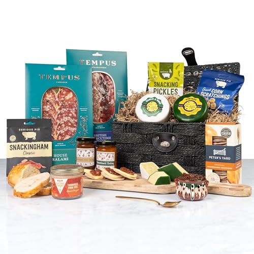 Charcuterie Gourmet Hamper | Gift Hamper with Meats Cheeses Chutneys Pâté & Snacks | Perfect Cheese & Meat Food Gift for Men Women & Food Lovers