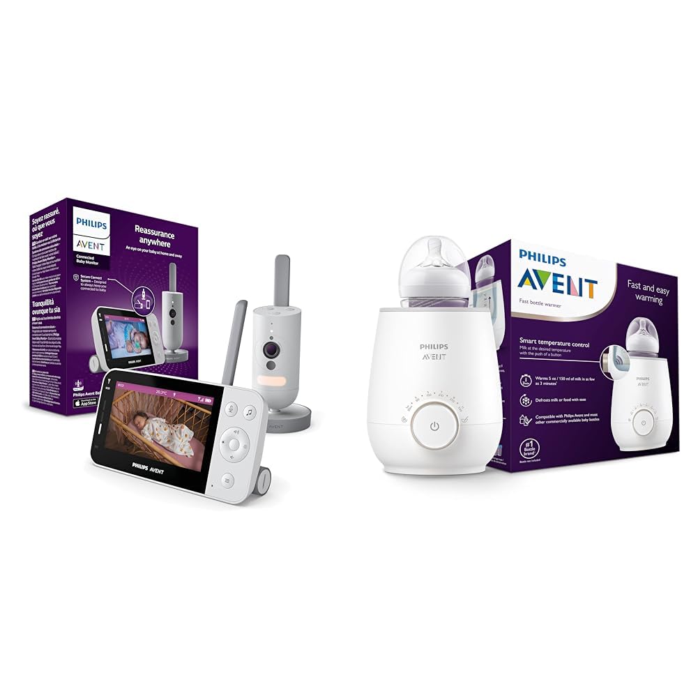 Philips Avent Elektroniczna niania z kamerą Full HD(model SCD923/26) & Philips Avent SCF358/00 Ogrzewacz do Butelek, Biały