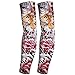 NICEYST UV Sun Protection Cooling Arm Sleeve Summer Ice Silk Tattoo Sleeve Flower Arm Gloves for Men Women Outdoor Sports Driving, Red&yellow, One Size