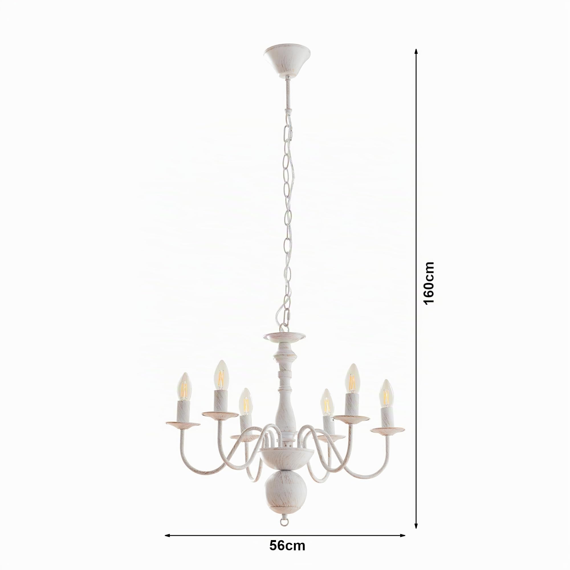 lux.pro Kronleuchter Vintage Berkeley Hängelampe Pendelleuchte Wohnzimmerlampe Shabby Chic 6-flammig Metall Weiß