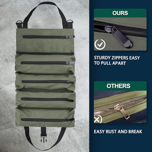 BAQRAXIA Tool Bag, Roll Up Small Tools Box Storage, Heavy Duty Tool Organizer, Tool Gifts for Men Dad Husband Boyfriend Grandpa, Gifts for Birthday (Green) 2 BAQRAXIA Tool Bag, Roll Up Small Tools Box Storage, Heavy Duty Tool Organizer, Tool Gifts for Men Dad Husband Boyfriend Grandpa, Gifts for Birthday (Green) - Image 2