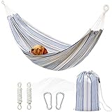 ROOITY Patio Hammock Double Hammocks with Portable Carrying Bag,Soft Woven Fabric, Up to 450 Lbs Han
