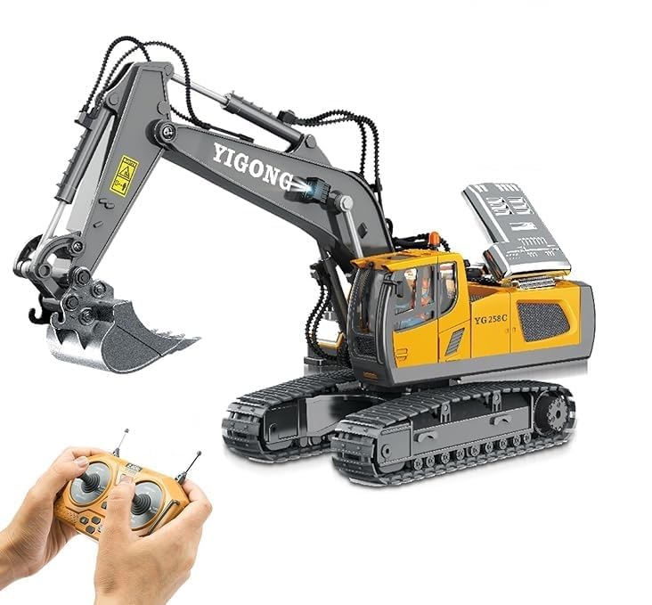 RC Excavator Toy for Kids 6+, Remote Control Construction Truck with 360° Rotation, Realistic Digging Arm, Lights & Sound Effects-image-21
