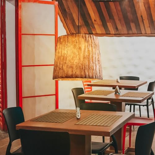 Lámpara colgante E27 de madera con diseño de barril rectangular ajustable 3
