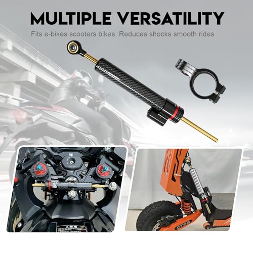 BICMDO 13-Inch Carbon Fiber Motorcycle Scooter Steering Damper Stabilizer Universal Aluminum Enhance Stability Reduce Vibration Durable Smooth Handling Fit Most Motorcycles Black (black long) by BICMDO - Used condition - Image 5