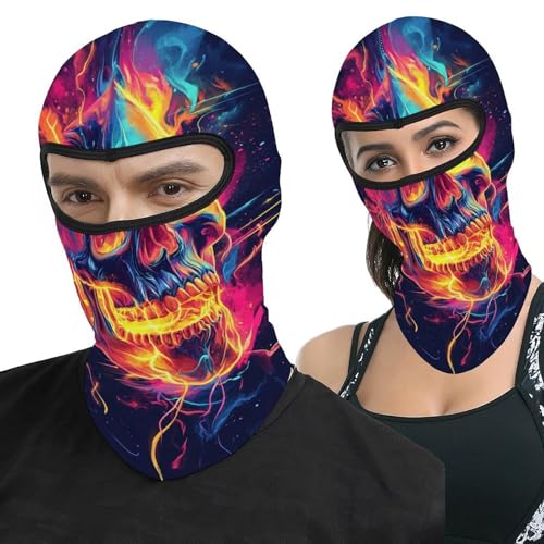 Cool Lightning Skull Ski Mask para hombres y mujeres, pasamontañas abstracto con protección para cuello para deportes al aire libre miniatura 1
