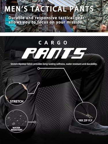Men's Spring Fall Outdoor Hiking Pants Relaxed Fit Water Resistant Tactical Cargo Pants4