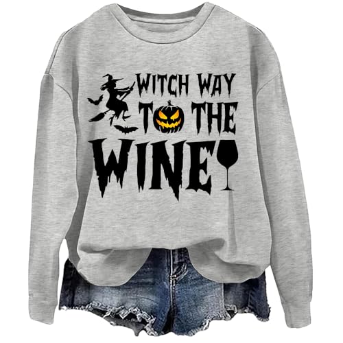 Witch Halloween Sweatshirt Funny Halloween Witch Shirt Graphic Sweatshirt Casual Crewneck Long Sleeve Tops4