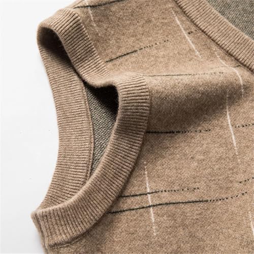 Men Winter Vintage Wool Knit Plus Size Thick for Basic V Neck Plaids Sleeveless Sweater Vest2
